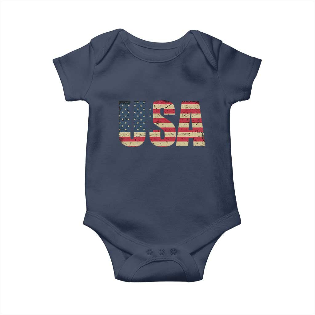 USA American Flag Baby Onesie Retro Vintage Patriotic TS02 Navy Print Your Wear