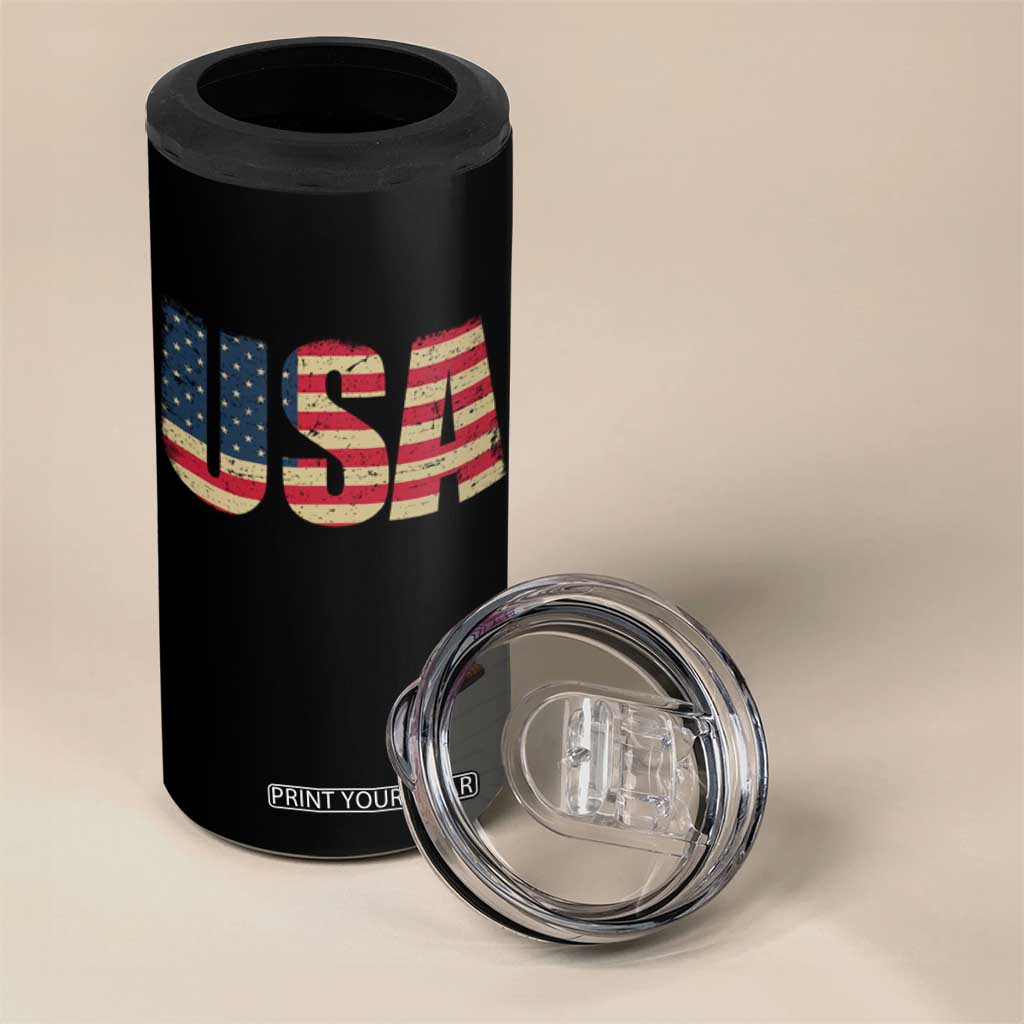 USA American Flag 4 in 1 Can Cooler Tumbler Retro Vintage Patriotic TS02 Print Your Wear