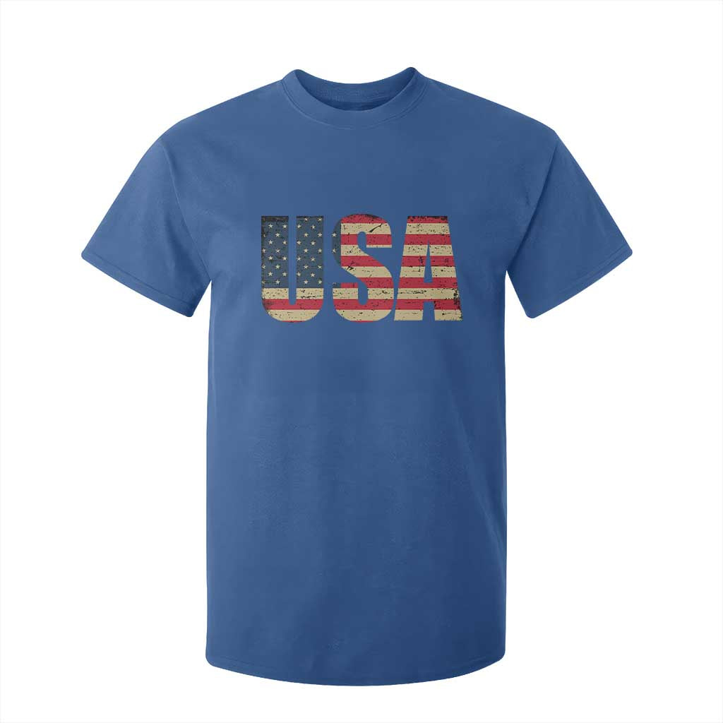 USA American Flag T Shirt For Kid Retro Vintage Patriotic TS02 Royal Blue Print Your Wear