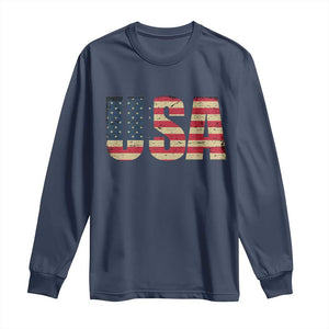 USA American Flag Long Sleeve Shirt Retro Vintage Patriotic TS02 Navy Print Your Wear