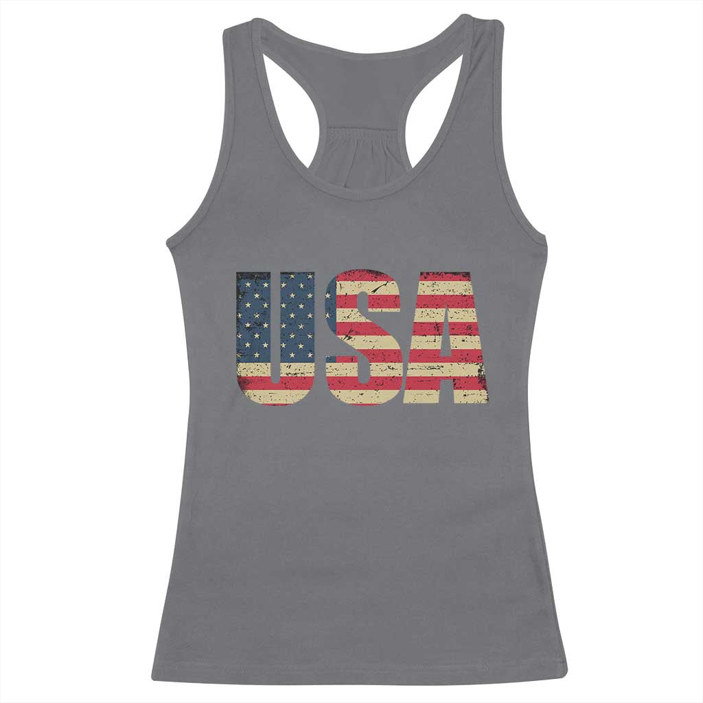 USA American Flag Racerback Tank Top Retro Vintage Patriotic TS02 Charcoal Print Your Wear