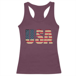 USA American Flag Racerback Tank Top Retro Vintage Patriotic TS02 Maroon Print Your Wear