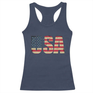 USA American Flag Racerback Tank Top Retro Vintage Patriotic TS02 Navy Print Your Wear