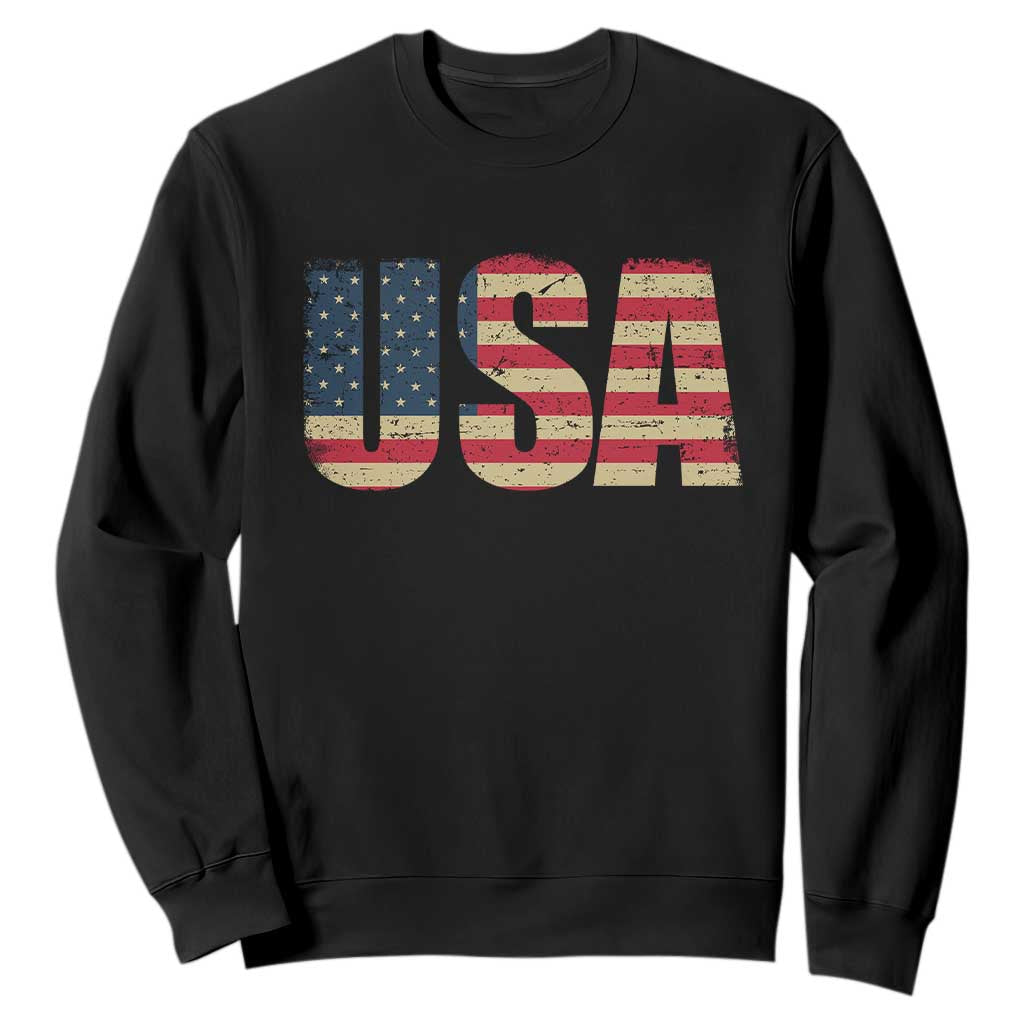 USA American Flag Sweatshirt Retro Vintage Patriotic TS02 Black Print Your Wear