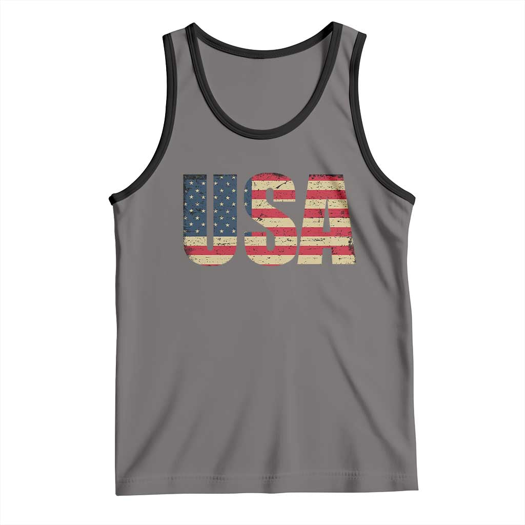 USA American Flag Tank Top Retro Vintage Patriotic TS02 Deep Heather Black Print Your Wear