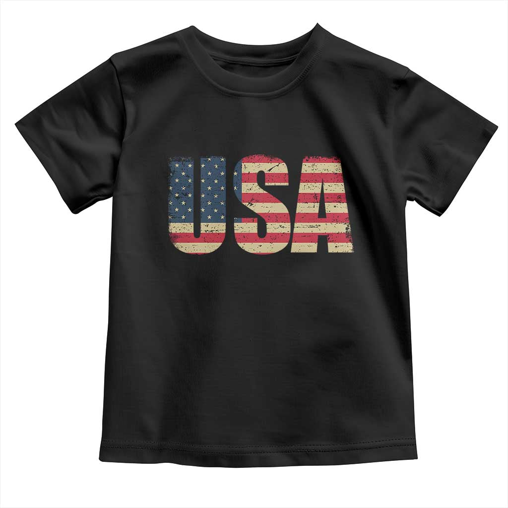 USA American Flag Toddler T Shirt Retro Vintage Patriotic TS02 Black Print Your Wear