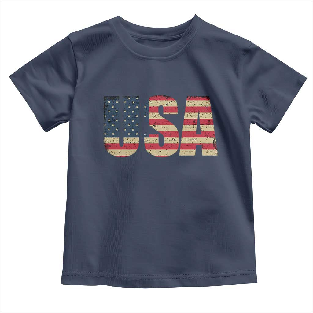 USA American Flag Toddler T Shirt Retro Vintage Patriotic TS02 Navy Print Your Wear