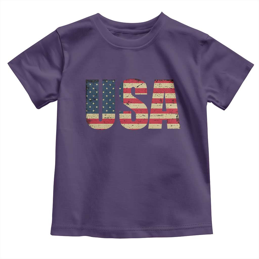 USA American Flag Toddler T Shirt Retro Vintage Patriotic TS02 Purple Print Your Wear