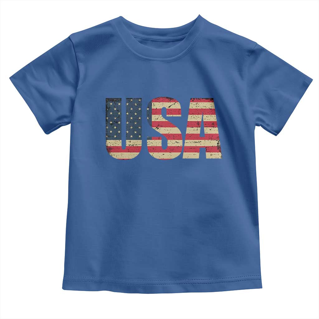 USA American Flag Toddler T Shirt Retro Vintage Patriotic TS02 Royal Blue Print Your Wear