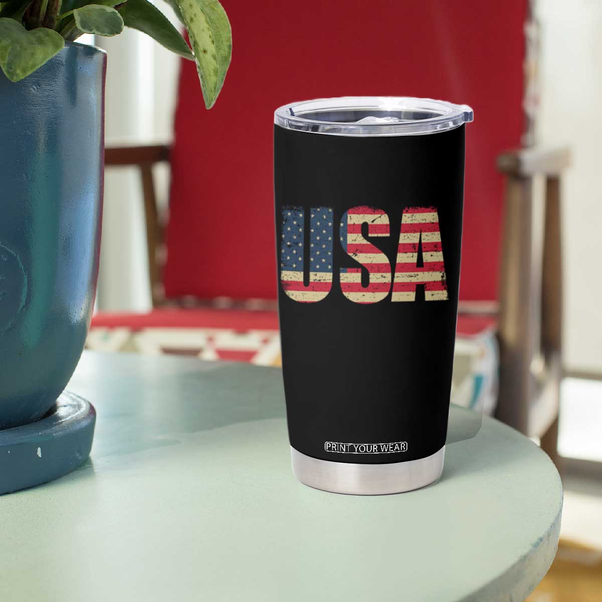 USA American Flag Tumbler Cup Retro Vintage Patriotic TS02 Print Your Wear