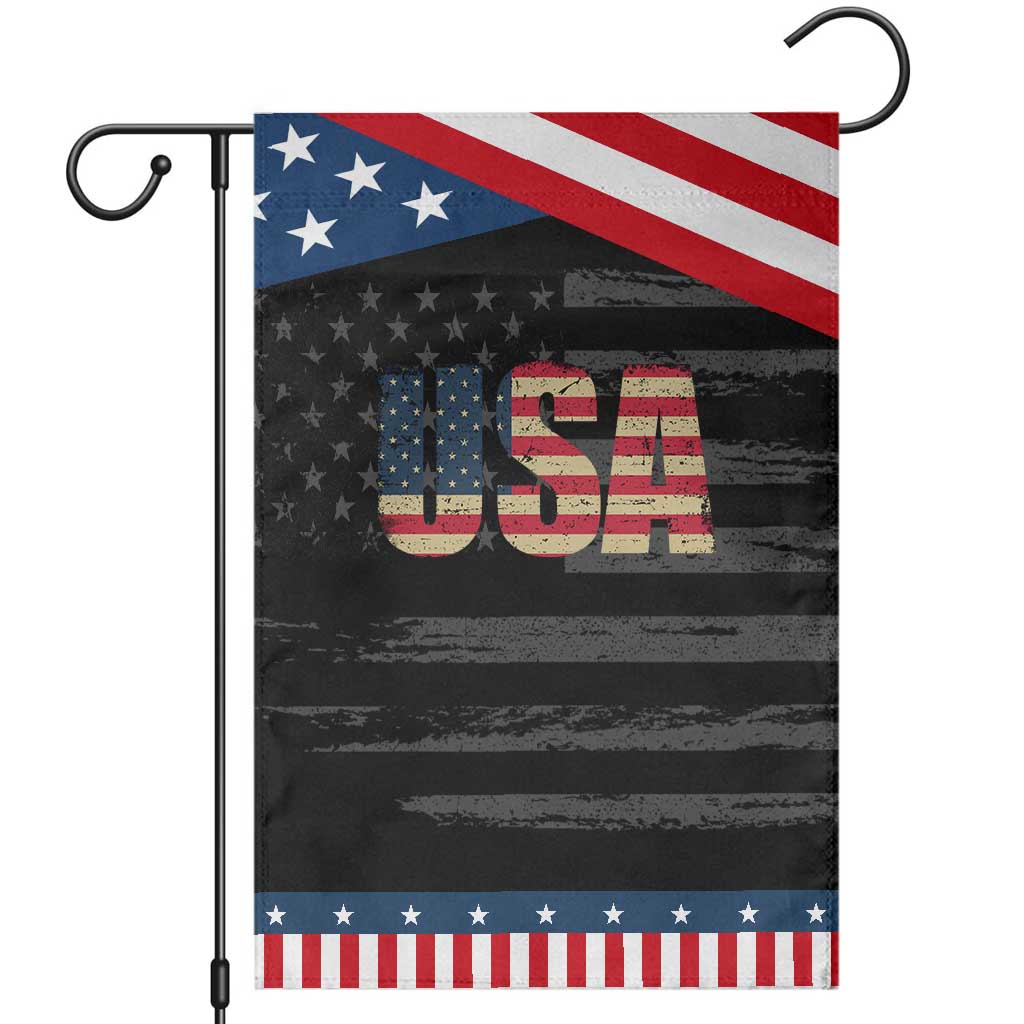 USA American Flag Garden Flag Retro Vintage Patriotic TS02 Distressed Black Blue Print Your Wear