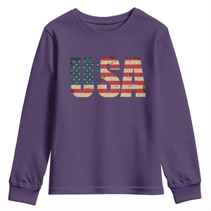 USA American Flag Youth Sweatshirt Retro Vintage Patriotic TS02 Purple Print Your Wear