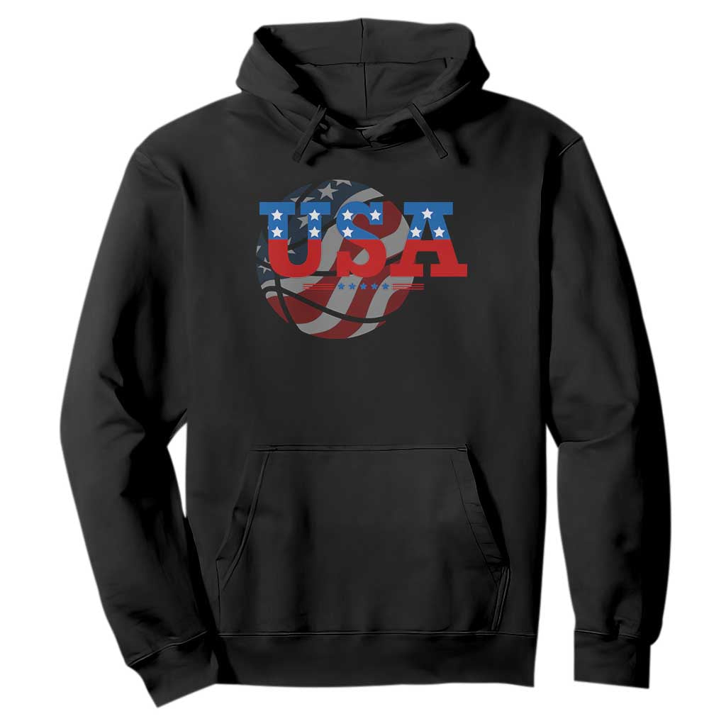Basketball Hoodie USA Patriotic American Flag Stars and Stripes Team Sport Fan TS02 Black Print Your Wear