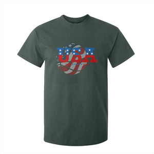 Basketball T Shirt For Kid USA Patriotic American Flag Stars and Stripes Team Sport Fan TS02 Dark Forest Green Print Your Wear