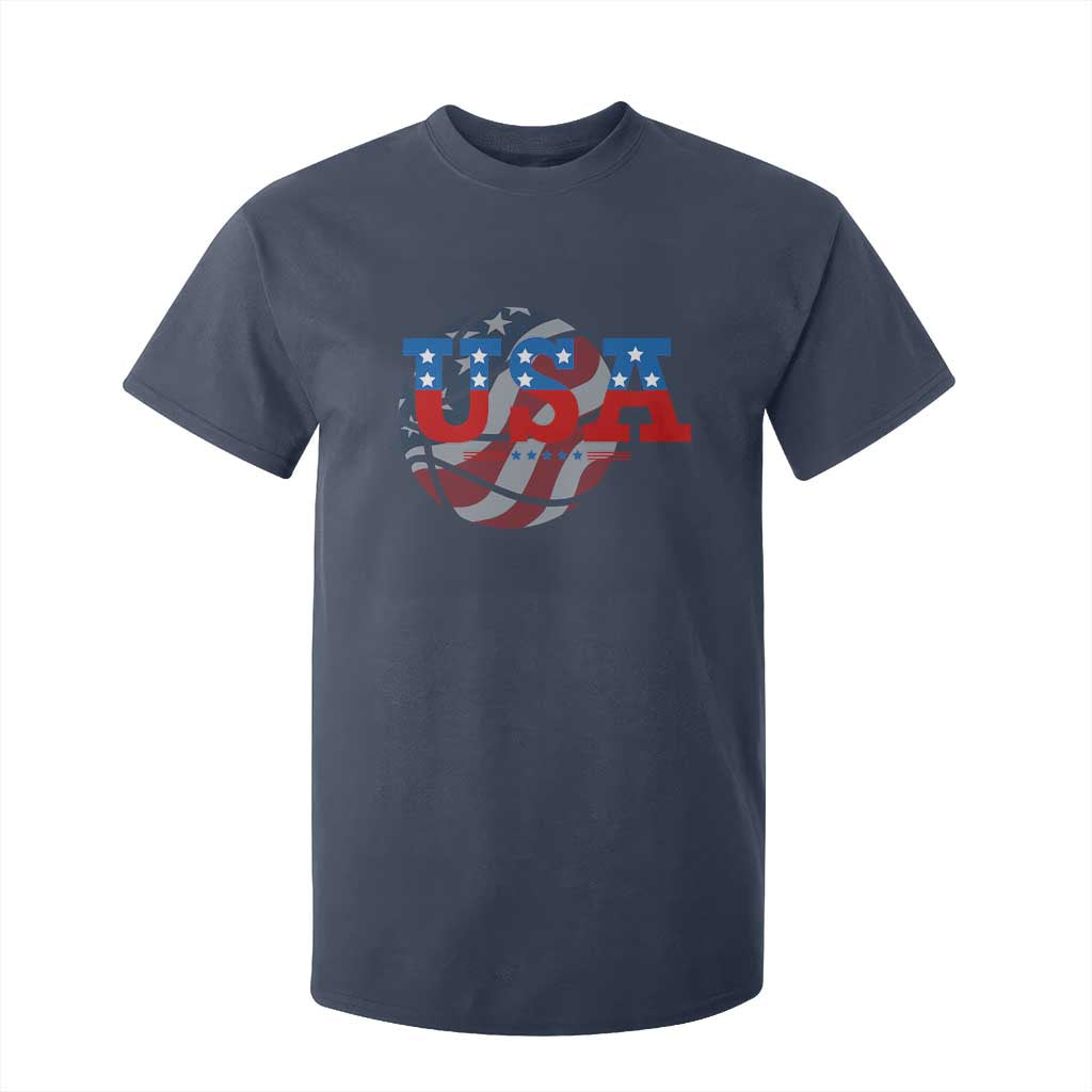 Basketball T Shirt For Kid USA Patriotic American Flag Stars and Stripes Team Sport Fan TS02 Navy Print Your Wear