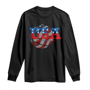 Basketball Long Sleeve Shirt USA Patriotic American Flag Stars and Stripes Team Sport Fan TS02 Black Print Your Wear