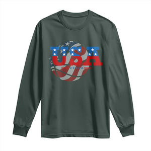 Basketball Long Sleeve Shirt USA Patriotic American Flag Stars and Stripes Team Sport Fan TS02 Dark Forest Green Print Your Wear