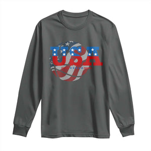 Basketball Long Sleeve Shirt USA Patriotic American Flag Stars and Stripes Team Sport Fan TS02 Dark Heather Print Your Wear