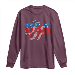 Basketball Long Sleeve Shirt USA Patriotic American Flag Stars and Stripes Team Sport Fan TS02 Maroon Print Your Wear