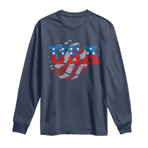 Basketball Long Sleeve Shirt USA Patriotic American Flag Stars and Stripes Team Sport Fan TS02 Navy Print Your Wear