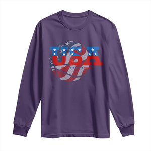Basketball Long Sleeve Shirt USA Patriotic American Flag Stars and Stripes Team Sport Fan TS02 Purple Print Your Wear