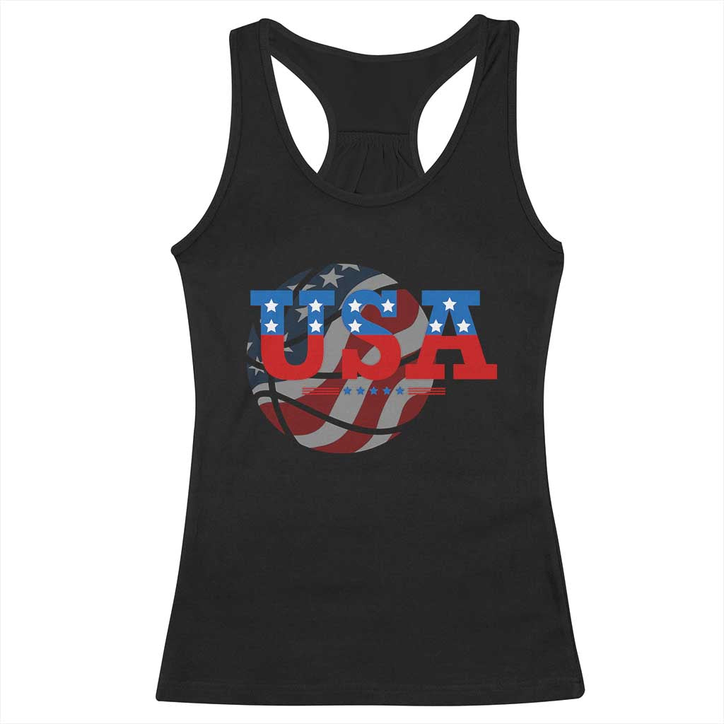 Basketball Racerback Tank Top USA Patriotic American Flag Stars and Stripes Team Sport Fan TS02 Black Print Your Wear
