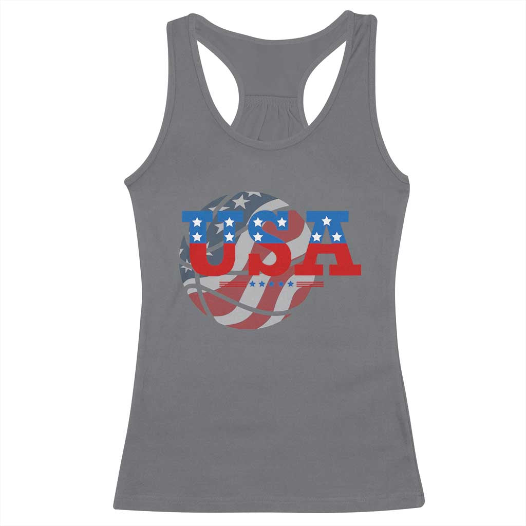 Basketball Racerback Tank Top USA Patriotic American Flag Stars and Stripes Team Sport Fan TS02 Charcoal Print Your Wear