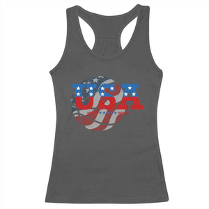 Basketball Racerback Tank Top USA Patriotic American Flag Stars and Stripes Team Sport Fan TS02 Dark Heather Print Your Wear