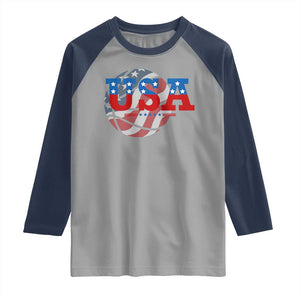 Basketball Raglan Shirt USA Patriotic American Flag Stars and Stripes Team Sport Fan TS02 Sport Gray Navy Print Your Wear