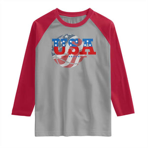 Basketball Raglan Shirt USA Patriotic American Flag Stars and Stripes Team Sport Fan TS02 Sport Gray Red Print Your Wear