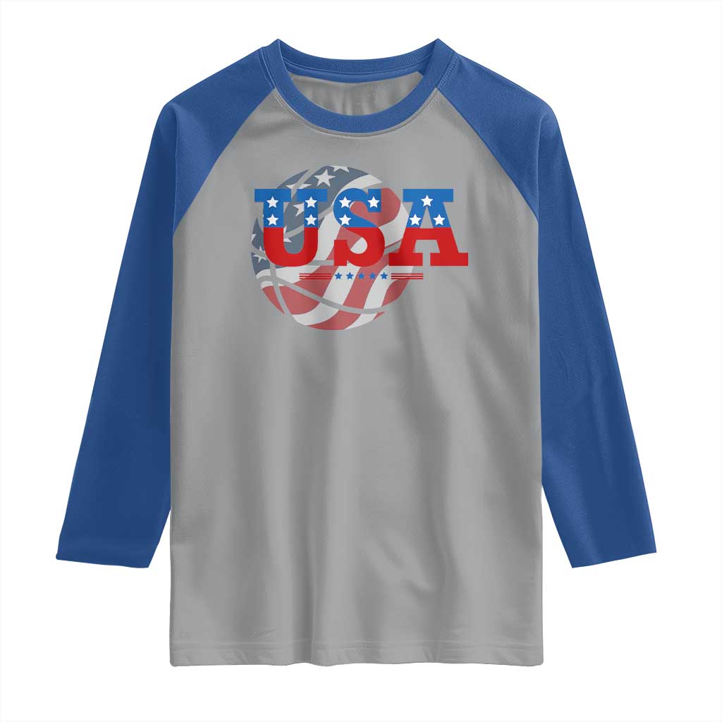 Basketball Raglan Shirt USA Patriotic American Flag Stars and Stripes Team Sport Fan TS02 Sport Gray Royal Print Your Wear