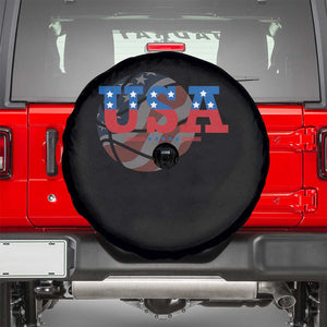 Basketball Spare Tire Cover USA Patriotic American Flag Stars and Stripes Team Sport Fan TS02 Black Print Your Wear