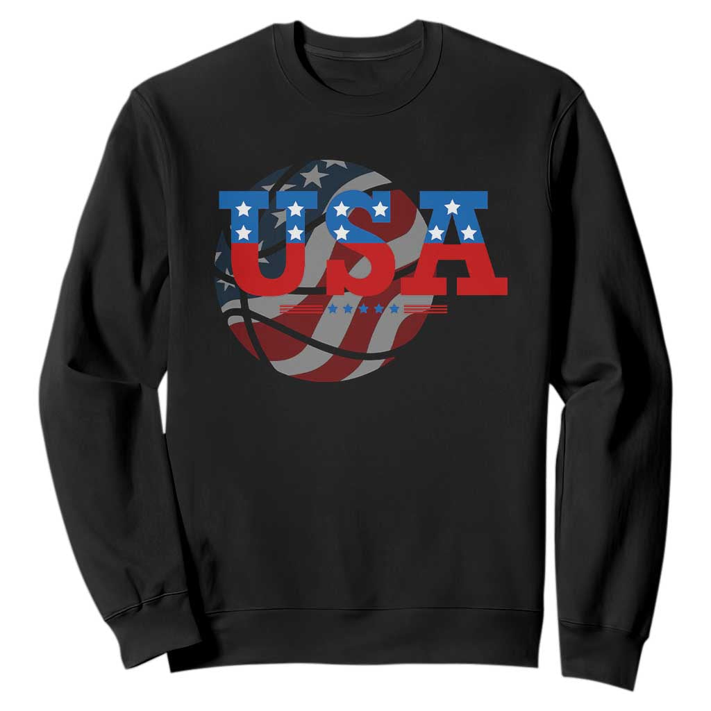 Basketball Sweatshirt USA Patriotic American Flag Stars and Stripes Team Sport Fan TS02 Black Print Your Wear