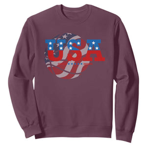 Basketball Sweatshirt USA Patriotic American Flag Stars and Stripes Team Sport Fan TS02 Maroon Print Your Wear