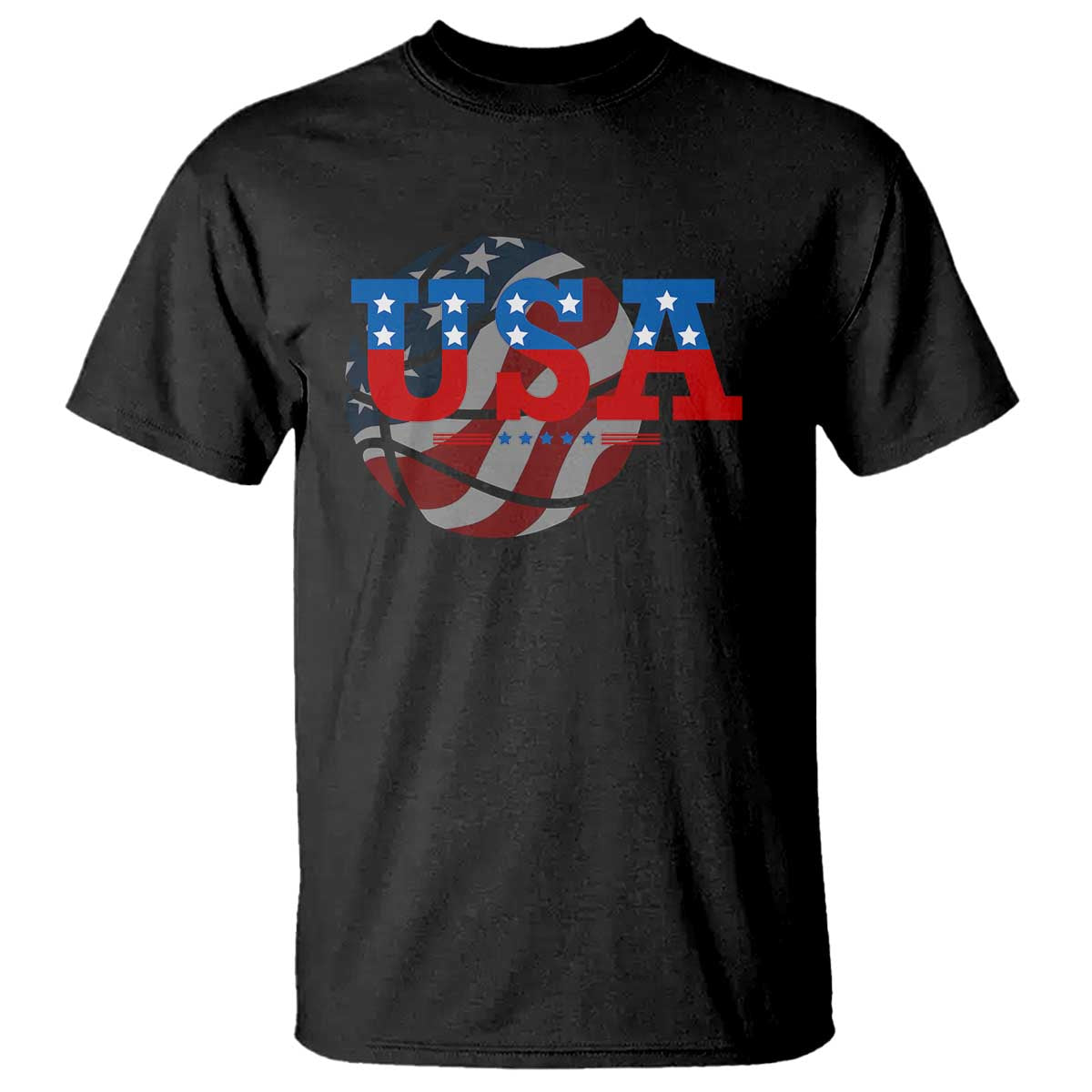 Basketball T Shirt USA Patriotic American Flag Stars and Stripes Team Sport Fan TS02 Black Print Your Wear