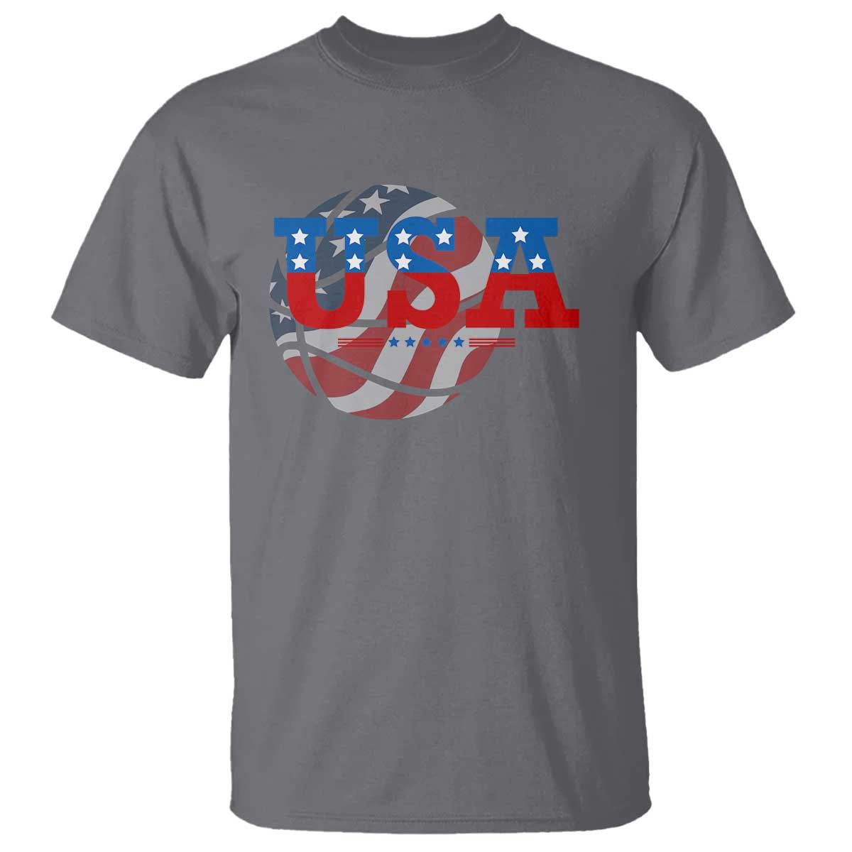 Basketball T Shirt USA Patriotic American Flag Stars and Stripes Team Sport Fan TS02 Charcoal Print Your Wear