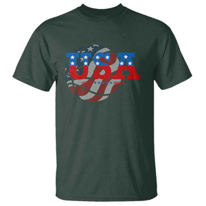 Basketball T Shirt USA Patriotic American Flag Stars and Stripes Team Sport Fan TS02 Dark Forest Green Print Your Wear