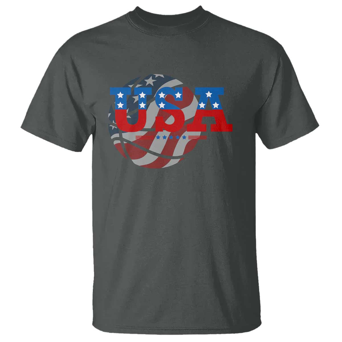 Basketball T Shirt USA Patriotic American Flag Stars and Stripes Team Sport Fan TS02 Dark Heather Print Your Wear