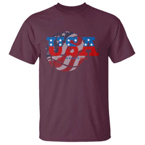 Basketball T Shirt USA Patriotic American Flag Stars and Stripes Team Sport Fan TS02 Maroon Print Your Wear