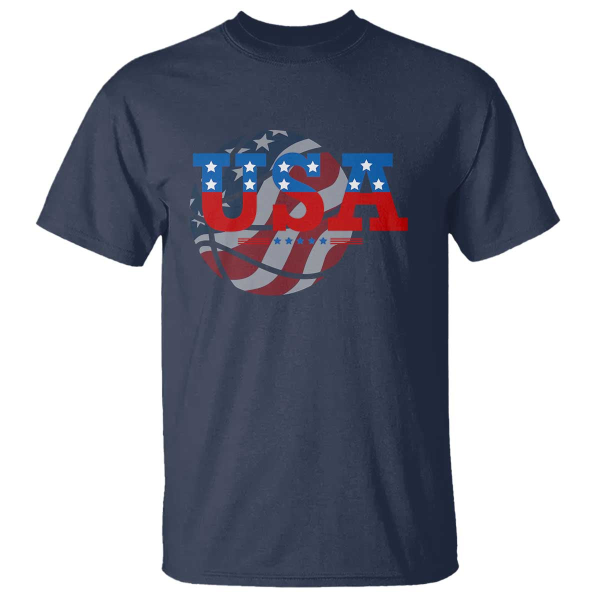 Basketball T Shirt USA Patriotic American Flag Stars and Stripes Team Sport Fan TS02 Navy Print Your Wear