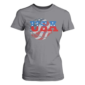 Basketball T Shirt For Women USA Patriotic American Flag Stars and Stripes Team Sport Fan TS02 Charcoal Print Your Wear