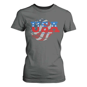 Basketball T Shirt For Women USA Patriotic American Flag Stars and Stripes Team Sport Fan TS02 Dark Heather Print Your Wear