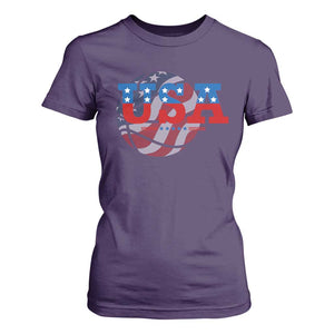 Basketball T Shirt For Women USA Patriotic American Flag Stars and Stripes Team Sport Fan TS02 Purple Print Your Wear