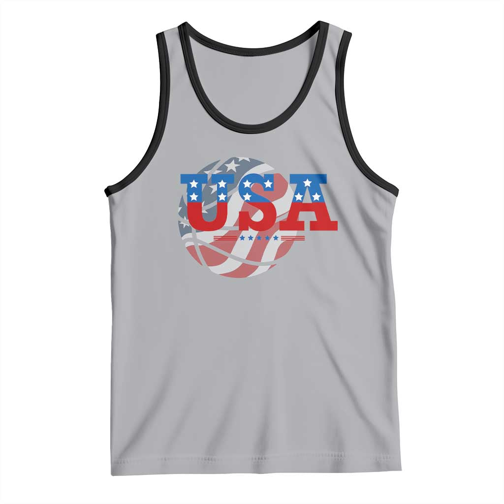 Basketball Tank Top USA Patriotic American Flag Stars and Stripes Team Sport Fan TS02 Athletic Heather Black Print Your Wear