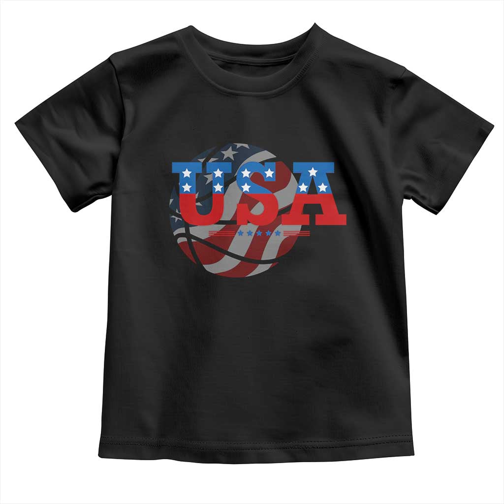 Basketball Toddler T Shirt USA Patriotic American Flag Stars and Stripes Team Sport Fan TS02 Black Print Your Wear
