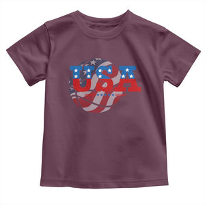 Basketball Toddler T Shirt USA Patriotic American Flag Stars and Stripes Team Sport Fan TS02 Maroon Print Your Wear