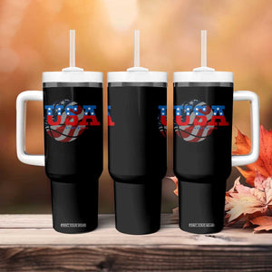 Basketball Tumbler With Handle USA Patriotic American Flag Stars and Stripes Team Sport Fan TS02 Print Your Wear