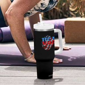 Basketball Tumbler With Handle USA Patriotic American Flag Stars and Stripes Team Sport Fan TS02 Print Your Wear