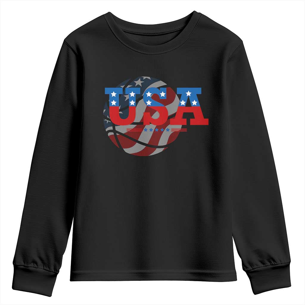 Basketball Youth Sweatshirt USA Patriotic American Flag Stars and Stripes Team Sport Fan TS02 Black Print Your Wear