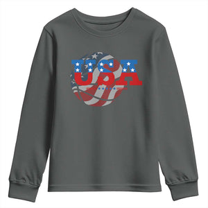 Basketball Youth Sweatshirt USA Patriotic American Flag Stars and Stripes Team Sport Fan TS02 Dark Heather Print Your Wear